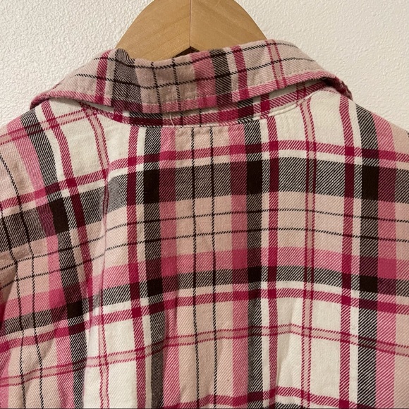 Lee Riders Plaid Flannel Fleece Lined Pink Brown Shacket Shirt Jacket Button-L - Picture 5 of 8